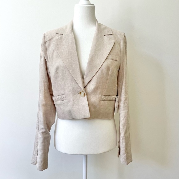 Jason Wu Linen Blend Cropped Blazer Size S Career Office Professional - Picture 1 of 9